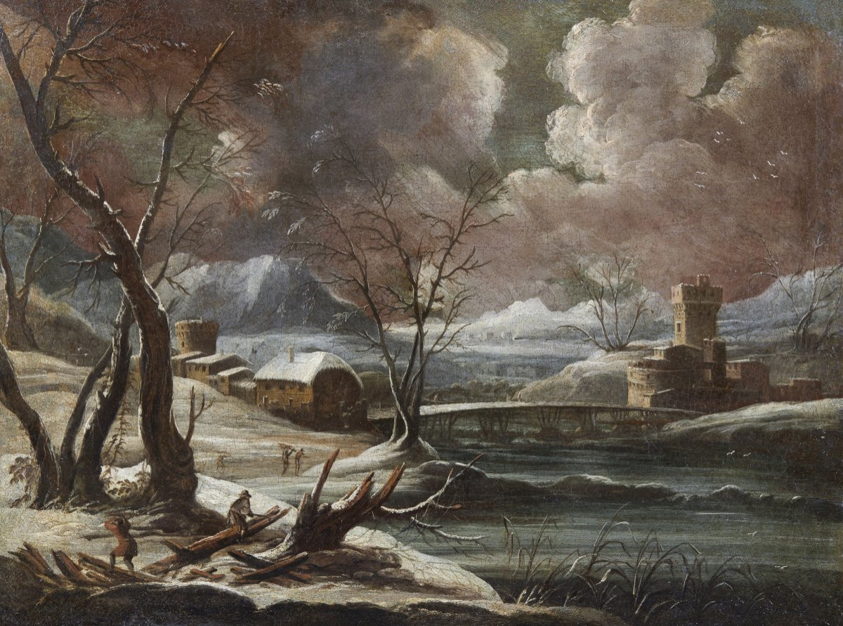 paysage hivernal de l'école italienne  '700-photo-3