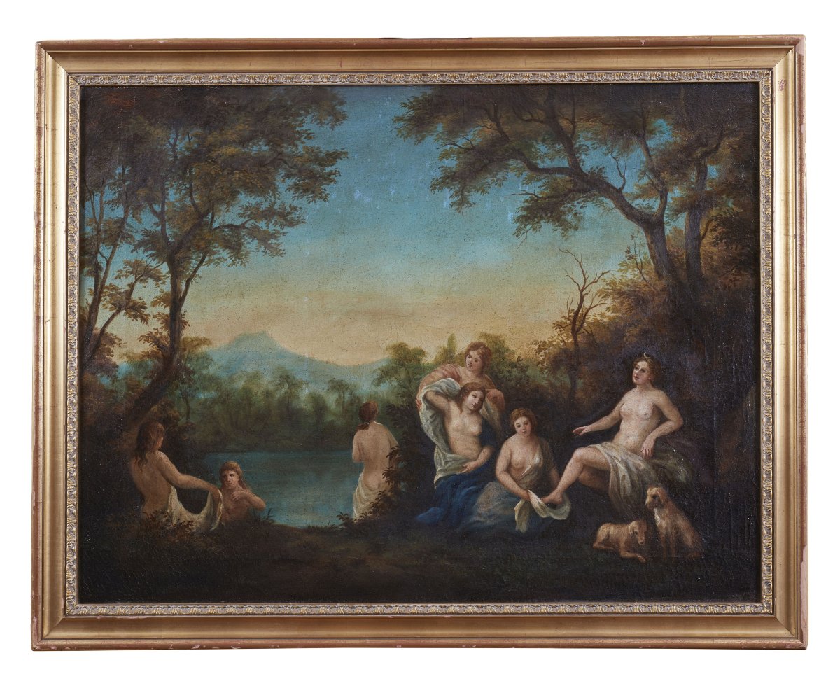 Nymphes au bain école française du XVIIIe siècle-photo-3