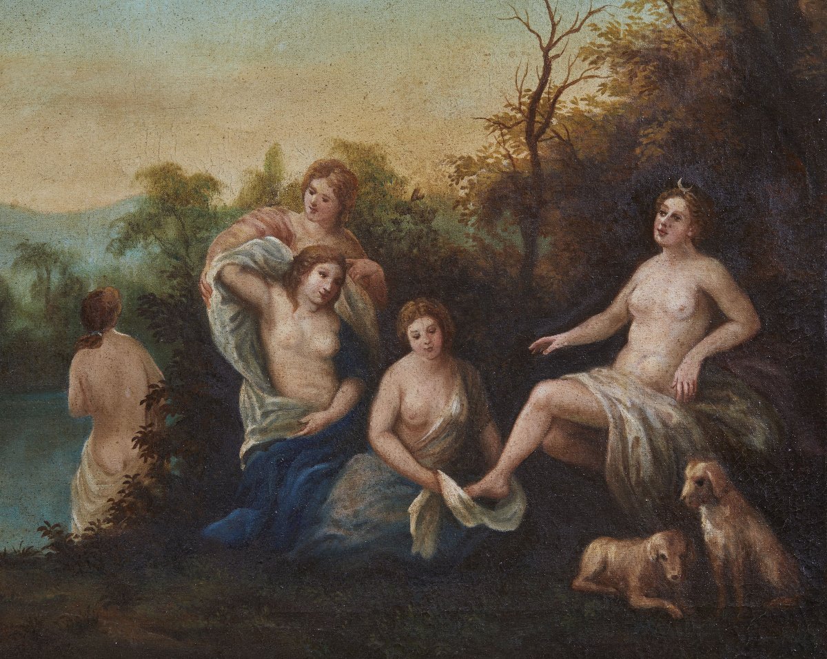 Nymphes au bain école française du XVIIIe siècle-photo-4