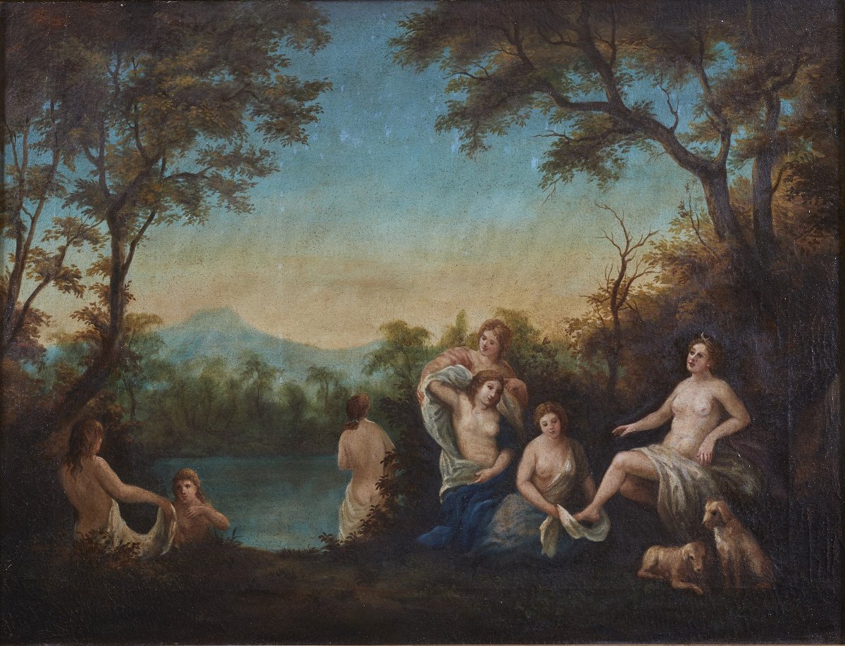 Nymphes au bain école française du XVIIIe siècle