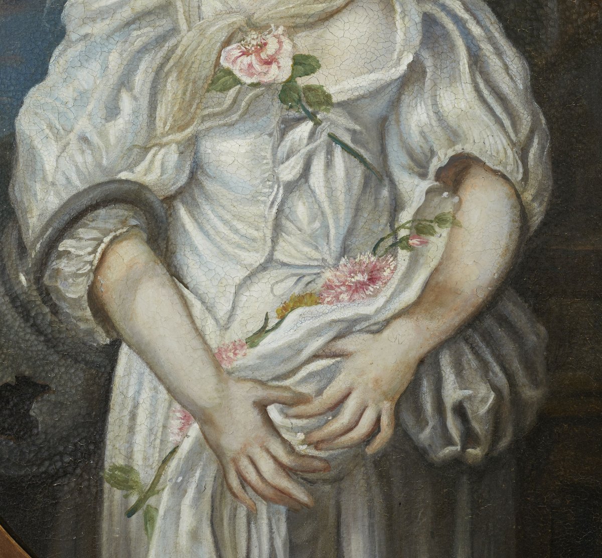 Portrait Of A Noble Young Woman, French School, Late 18th Century-photo-2