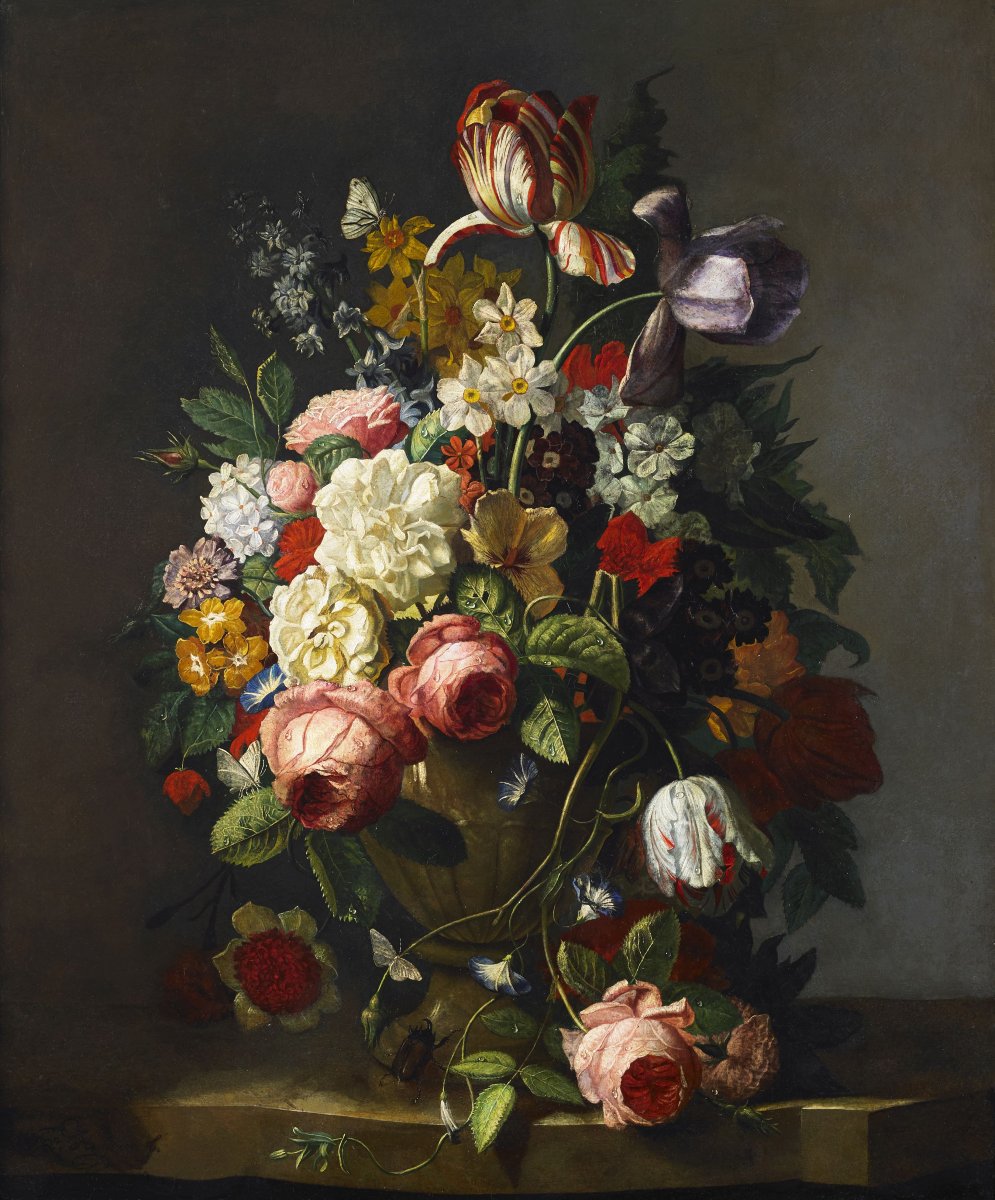 Nature morte représentant un vase de fleurs, école flamande, seconde moitié du XVIIIe siècle