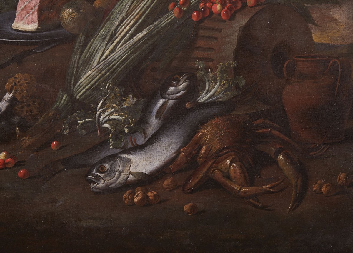 Still Life With Fruit, Vegetables, Fish, Shellfish, And Ham, 17th Century-photo-4