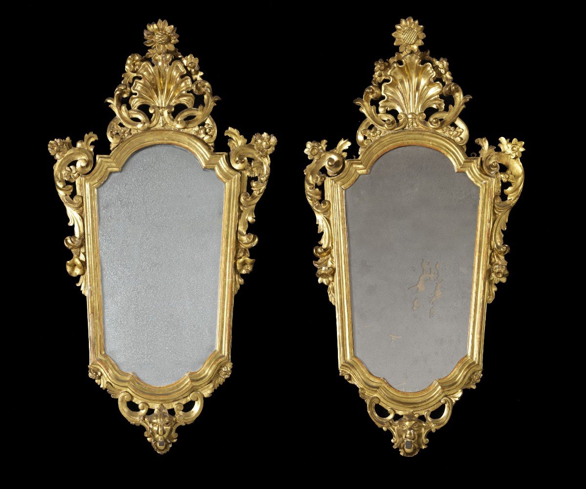 Pair Of Louis XV Mirrors Lombard School-photo-4