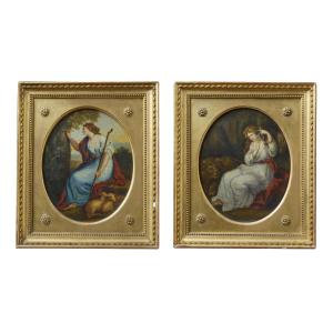 Paire d'allégories de, école française fin XVIIe début XVIIIe siècle