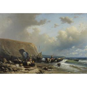 Paysage marin avec pêcheurs '800