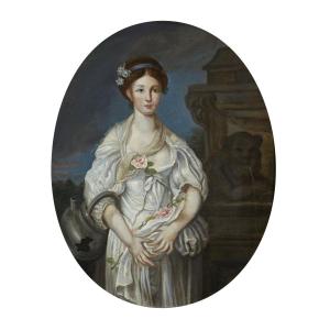 Portrait Of A Noble Young Woman, French School, Late 18th Century