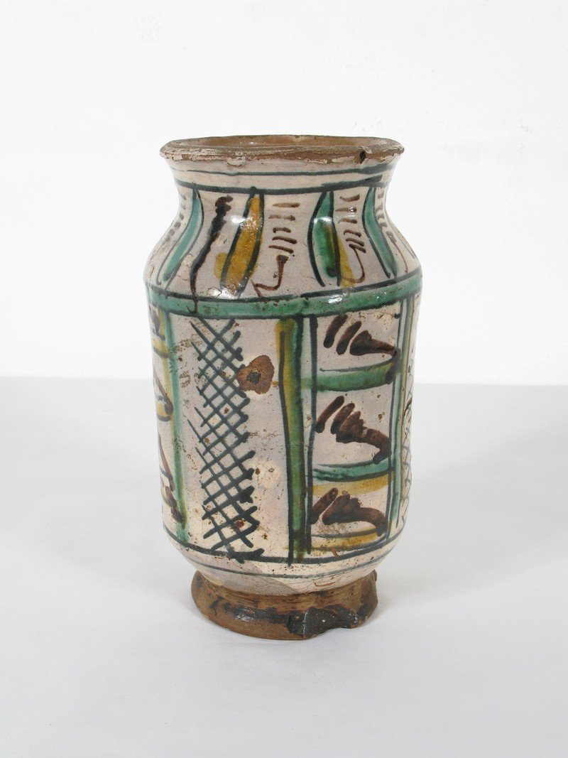 Albarello In Archaic Polychrome Majolica, Central Italy, 15th Century-photo-3