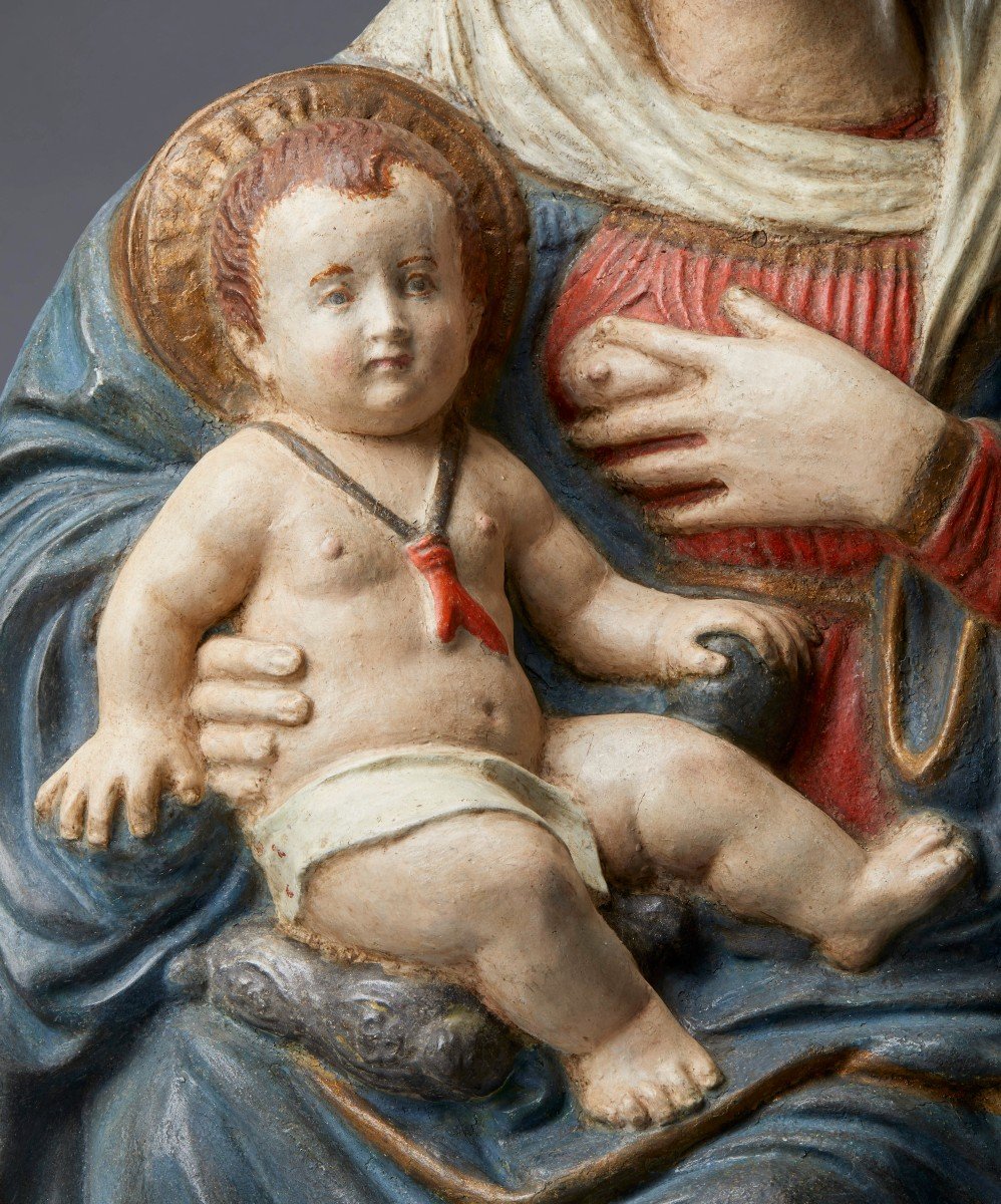 Our Lady Of The Milk  Polychrome Stucco Relief-photo-1