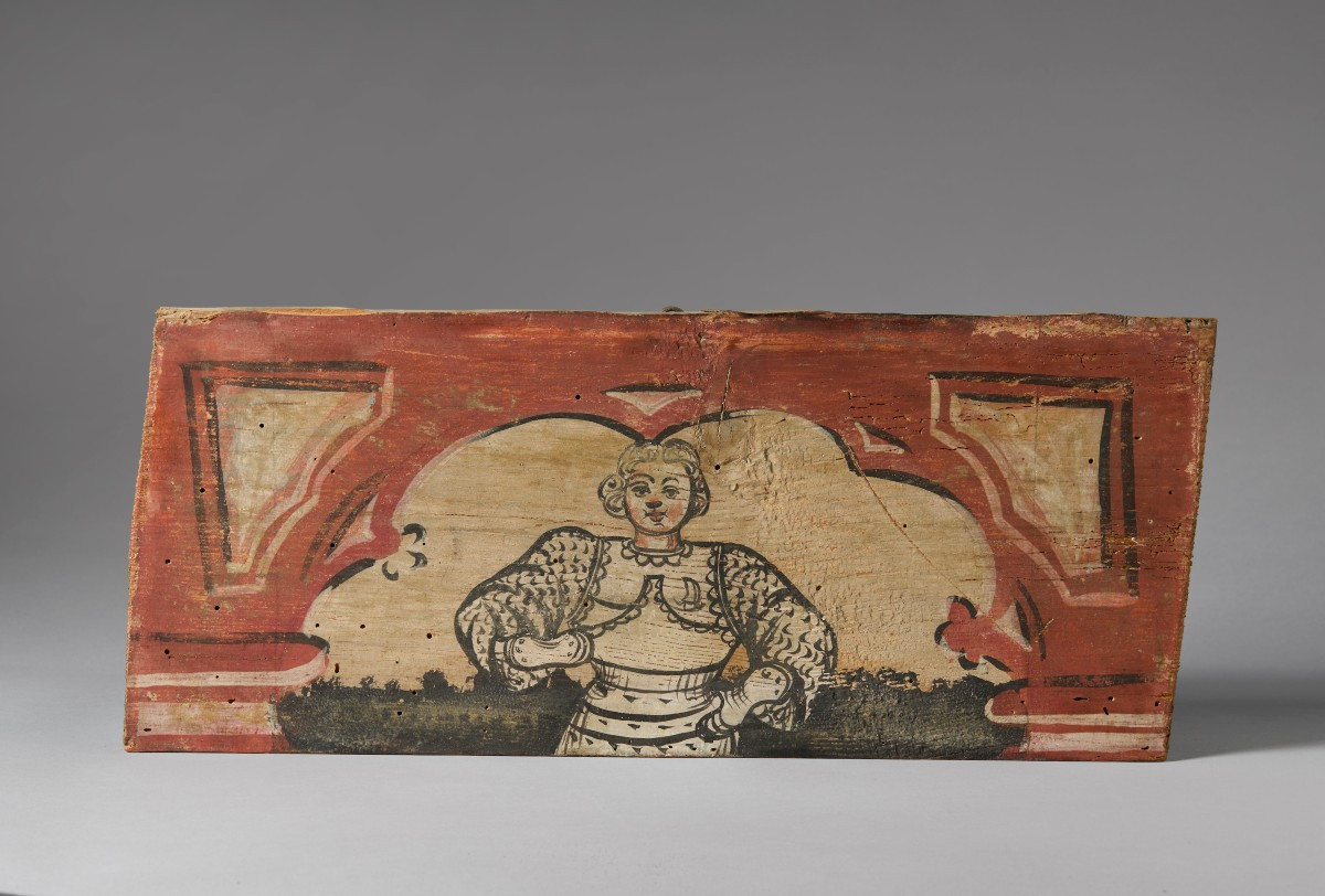 Pair Of Ceiling Panels Depicting Armored Warriors