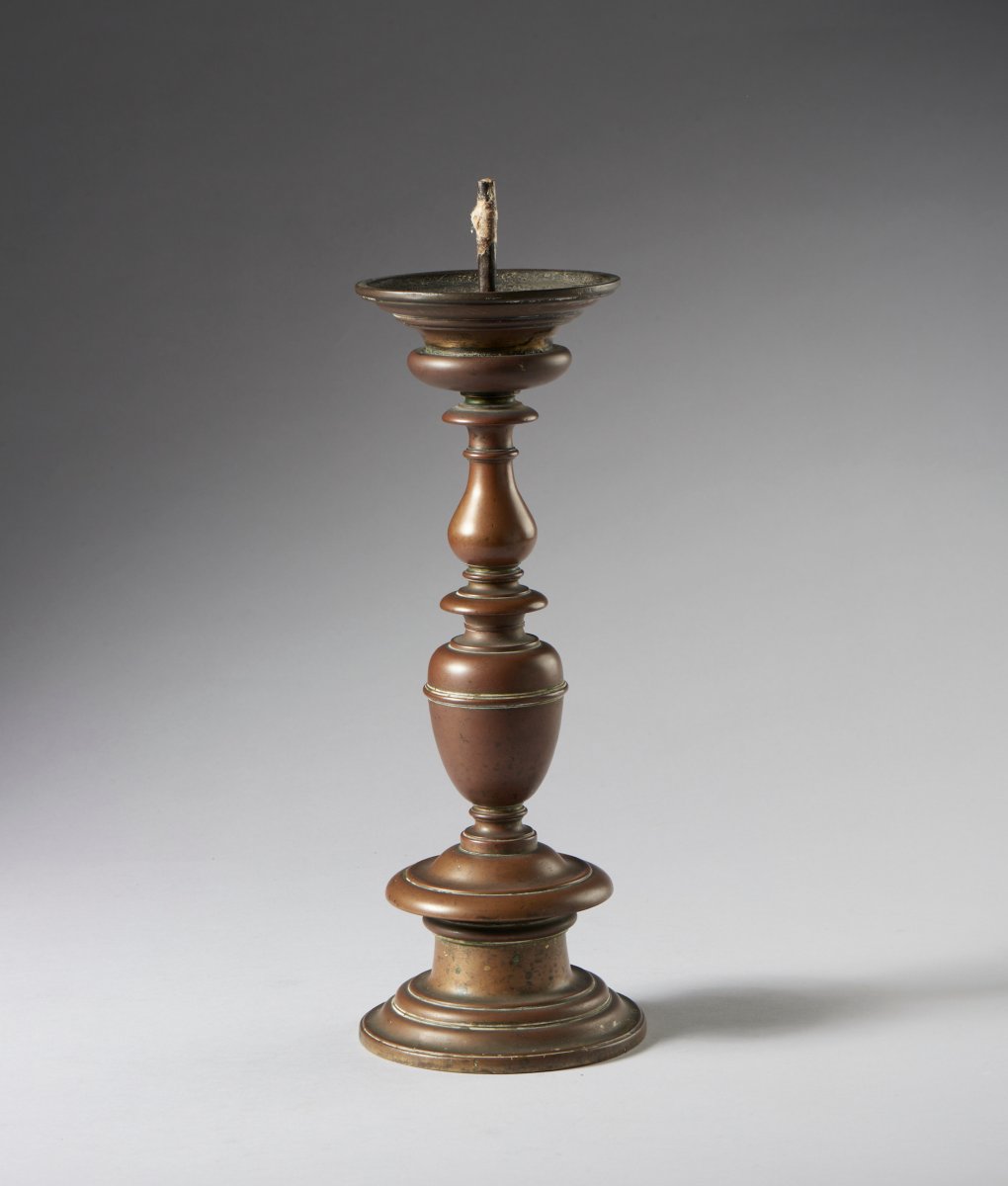 Baluster-style Cast Bronze Candlestick.-photo-2
