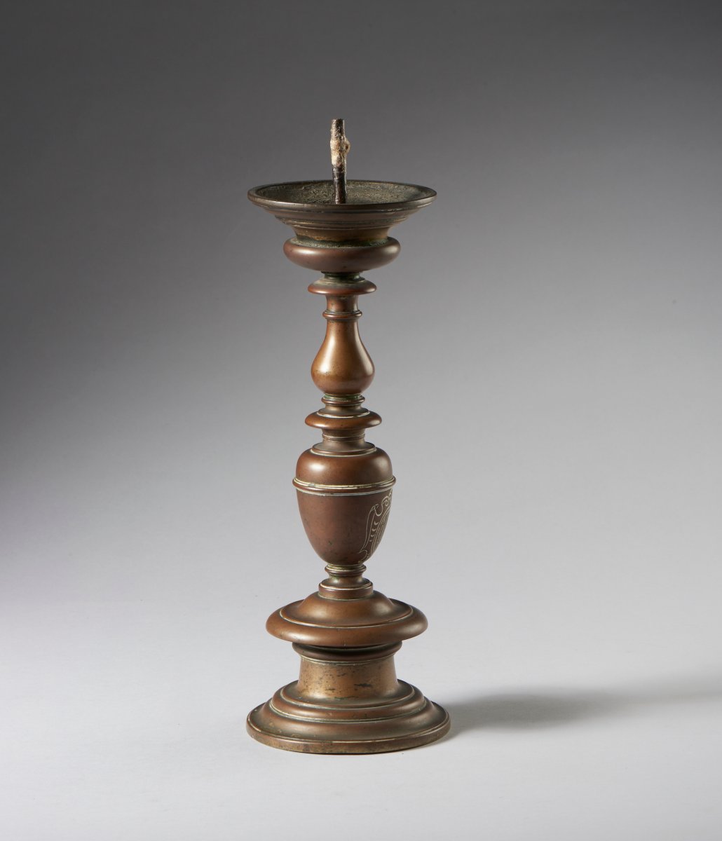 Baluster-style Cast Bronze Candlestick.-photo-3