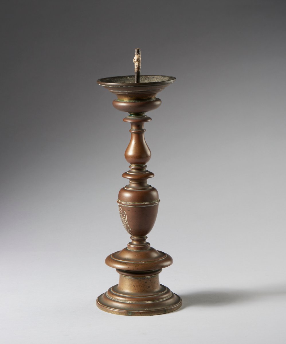 Baluster-style Cast Bronze Candlestick.-photo-4