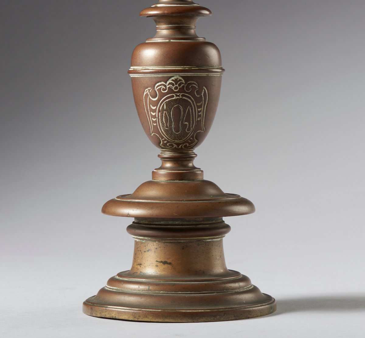 Baluster-style Cast Bronze Candlestick.-photo-2