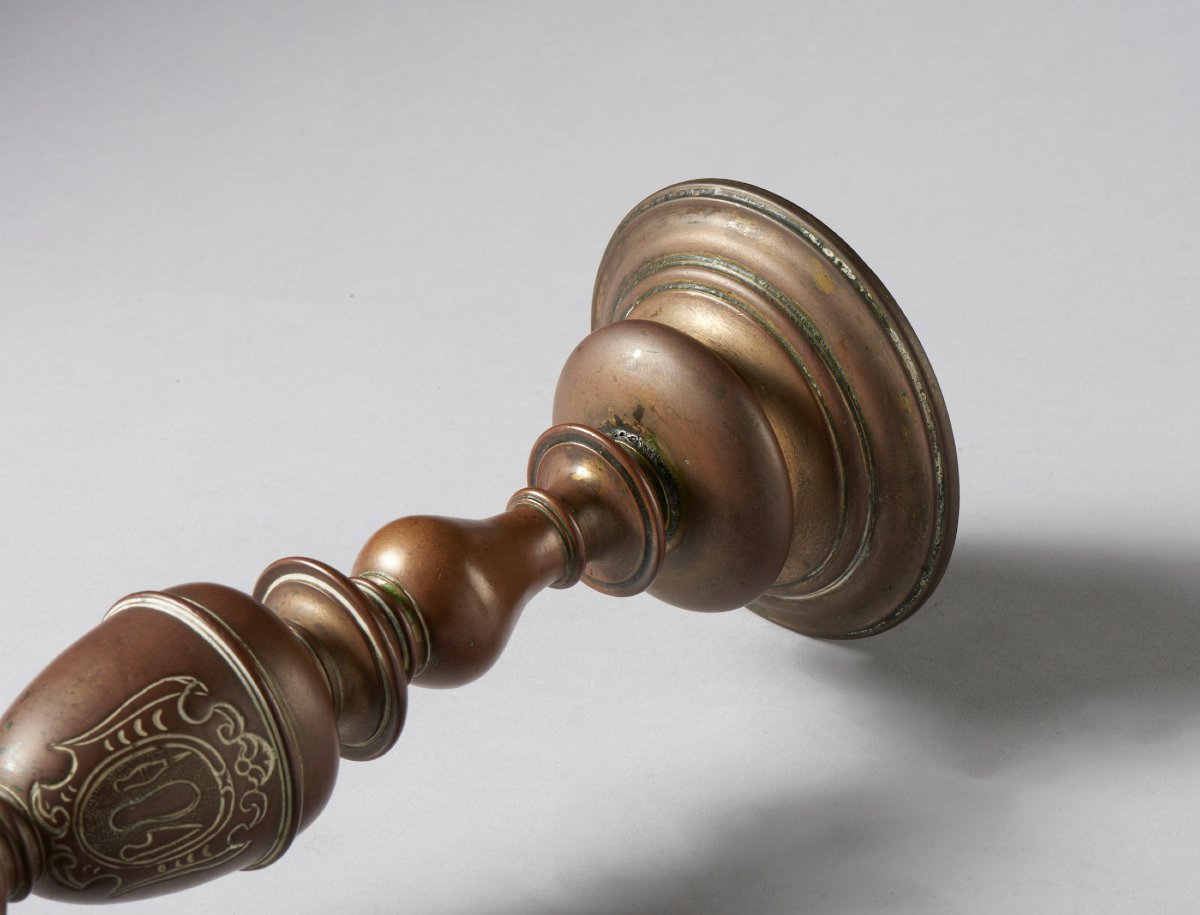 Baluster-style Cast Bronze Candlestick.-photo-6