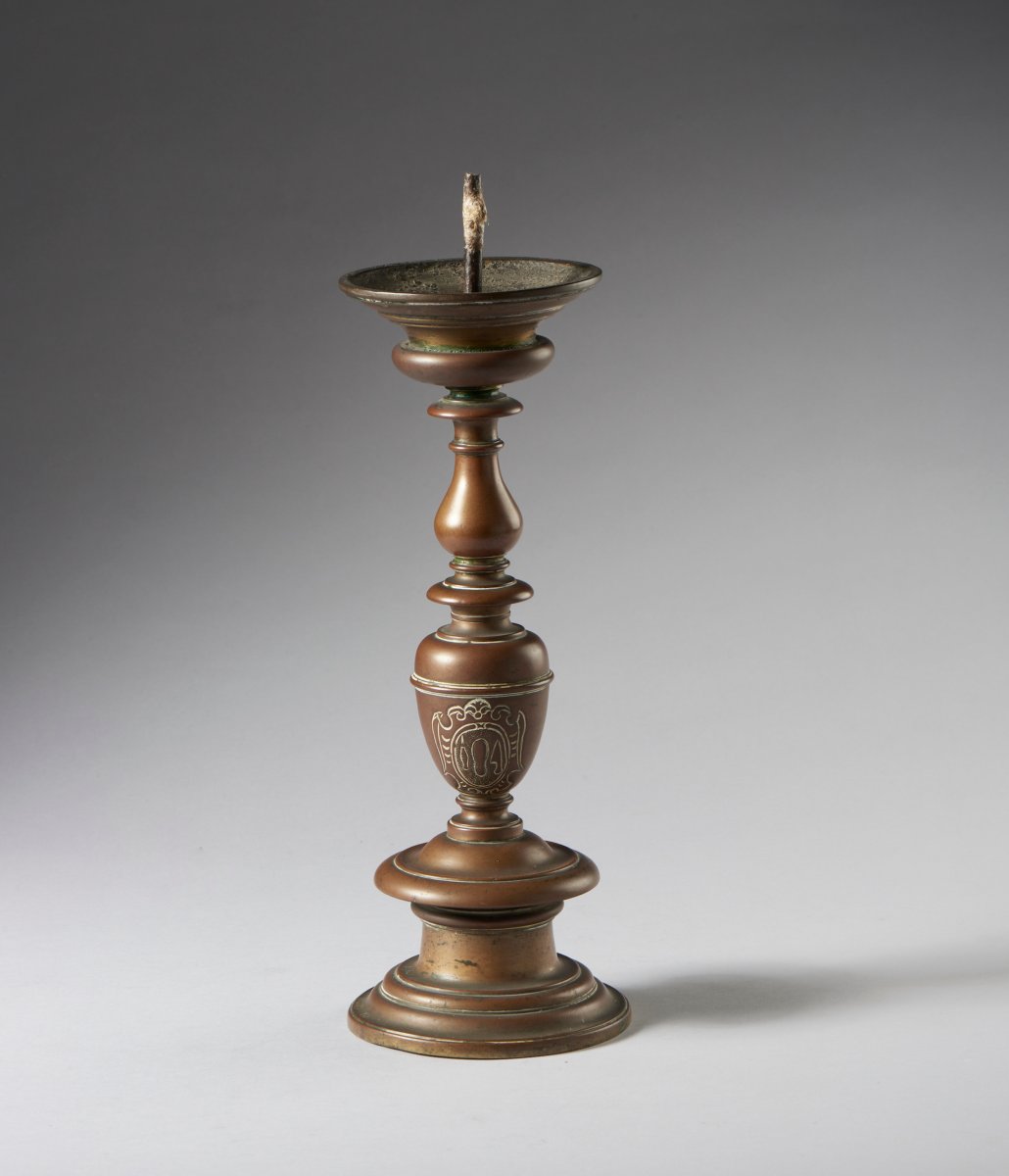 Baluster-style Cast Bronze Candlestick.