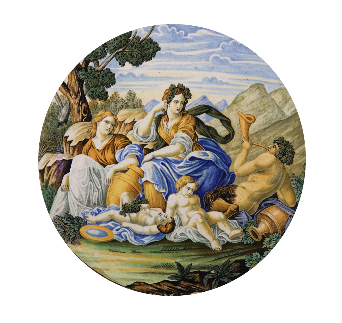 Pair Of Decorated Majolica Plates From A Kiln In Central Italy (castelli D’abruzzo), 20th Century-photo-2