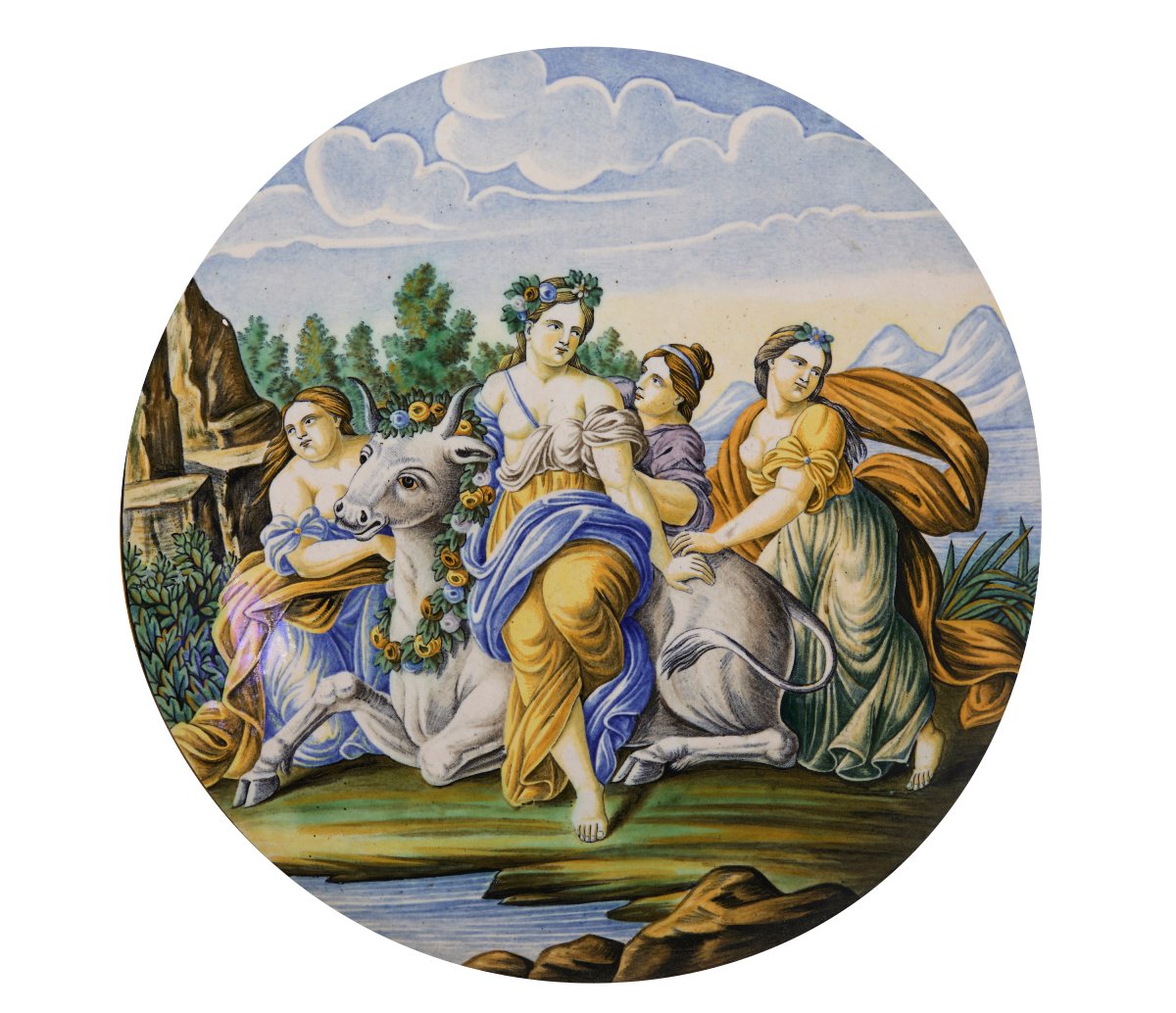Pair Of Decorated Majolica Plates From A Kiln In Central Italy (castelli D’abruzzo), 20th Century-photo-2