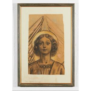 Eliodoro Coccoli (brescia 1880 – 1974) Head Of An Angel, 1928