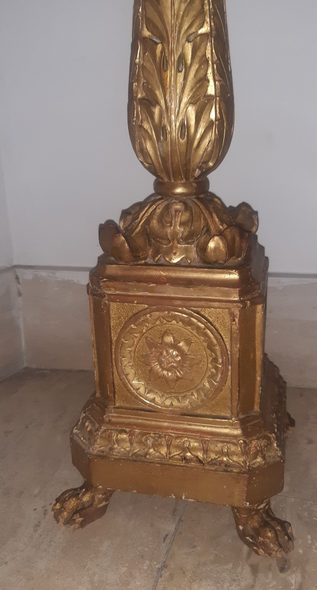 Paire de candelabres en bois dorè-photo-3