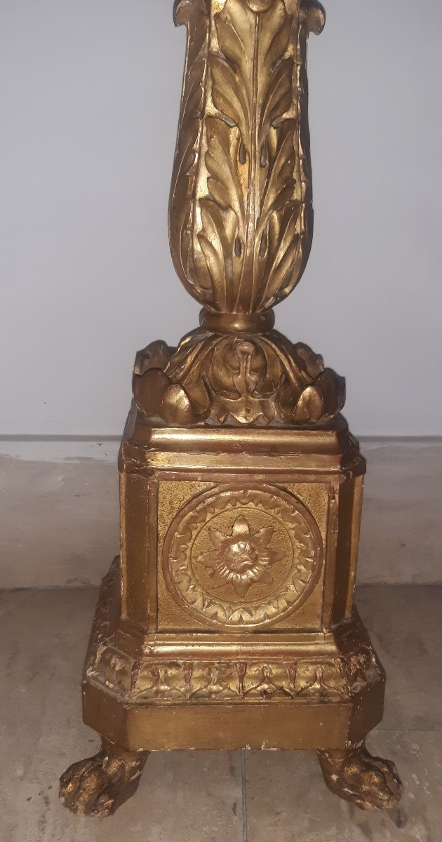 Paire de candelabres en bois dorè-photo-4