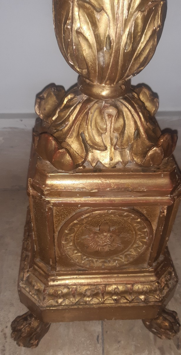 Paire de candelabres en bois dorè-photo-1