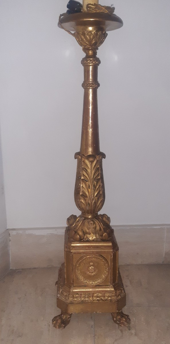 Paire de candelabres en bois dorè-photo-2