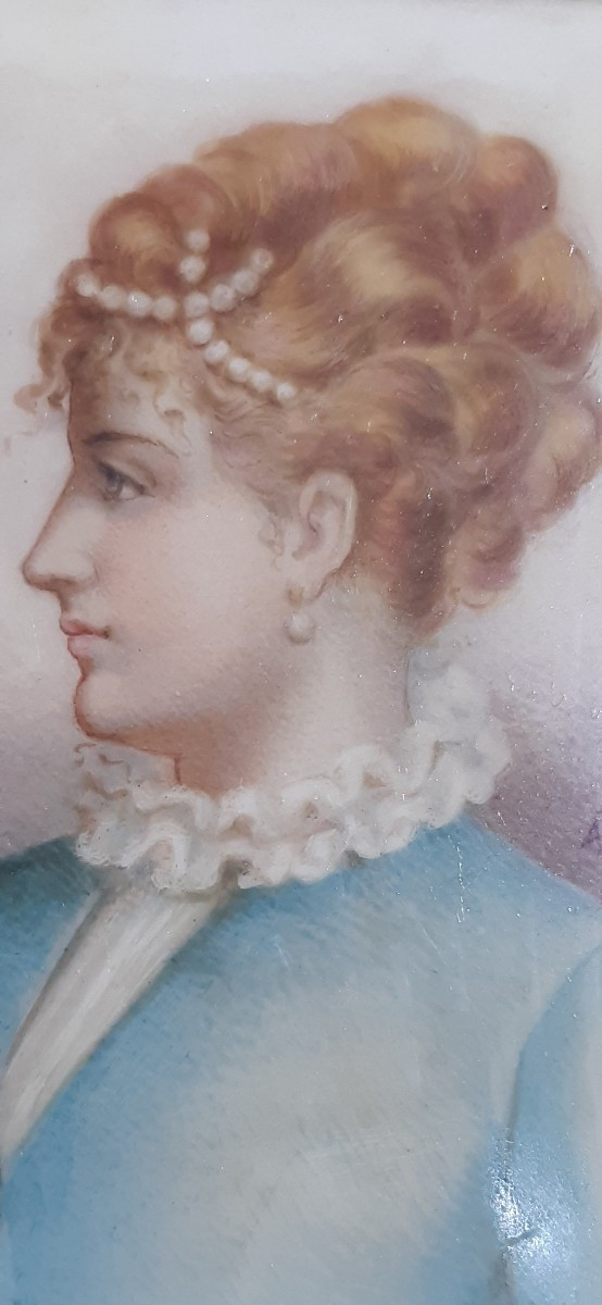 Miniature On Porcelain,mid-19th Century-photo-2