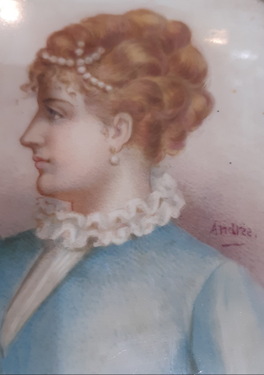 Miniature On Porcelain,mid-19th Century-photo-4