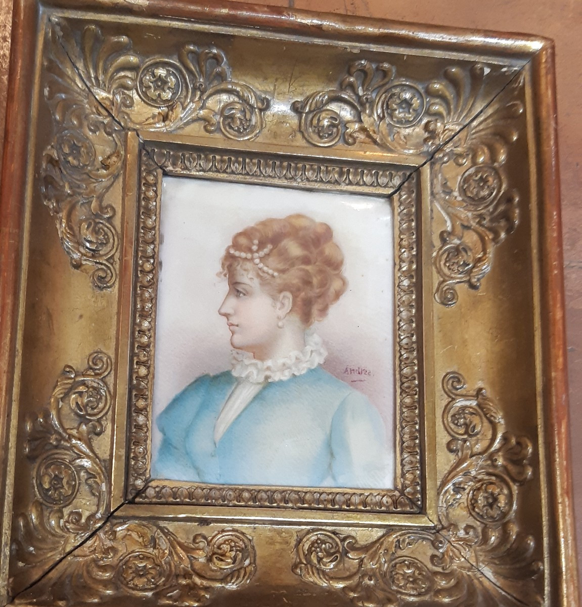 Miniature On Porcelain,mid-19th Century-photo-2