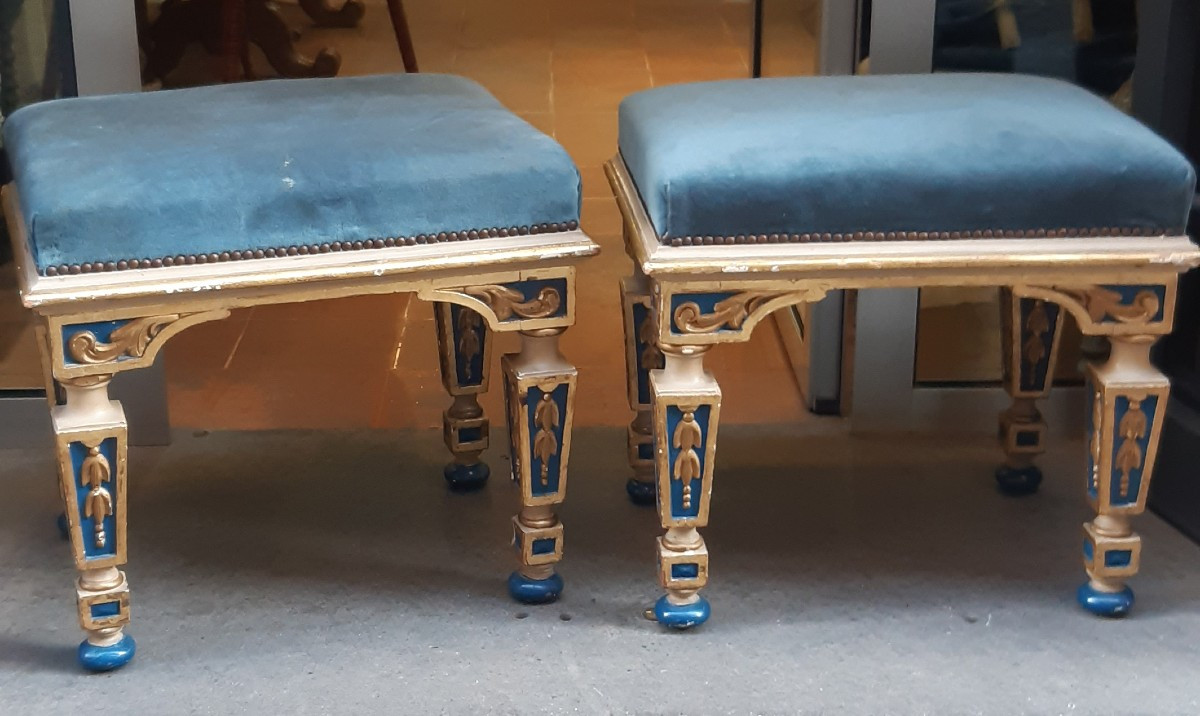 Paire de tabourets de la 19eme siecle-photo-2