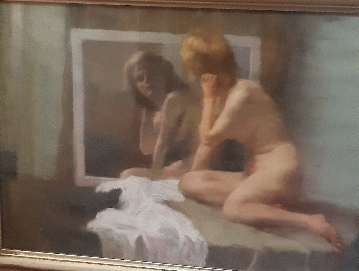 Tableau "femme au miroir-photo-1