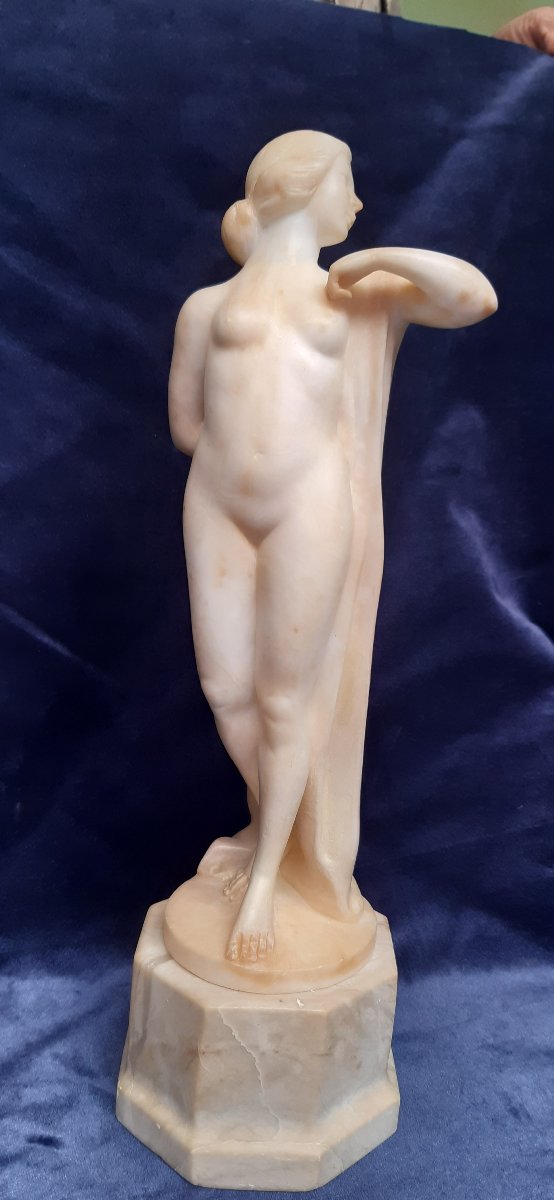 Alabaster Figurine Of A Woman, 20th Century.-photo-4