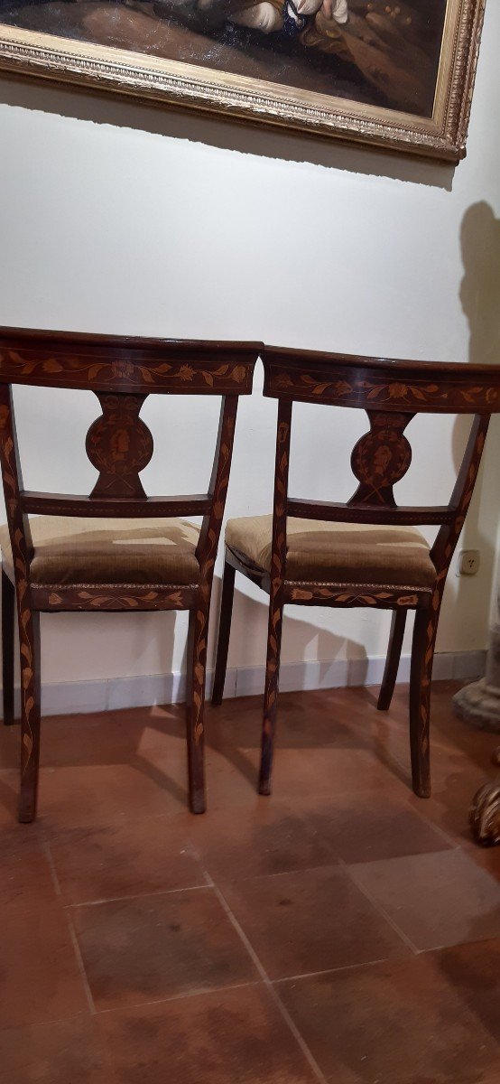Two Inlaid Chairs, 19th Century-photo-1