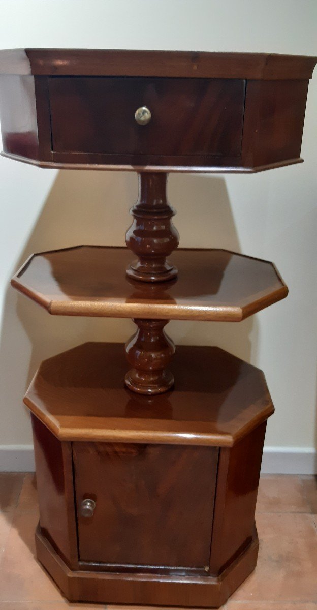 Pedestal Table With Several Shelves, 19th Century
