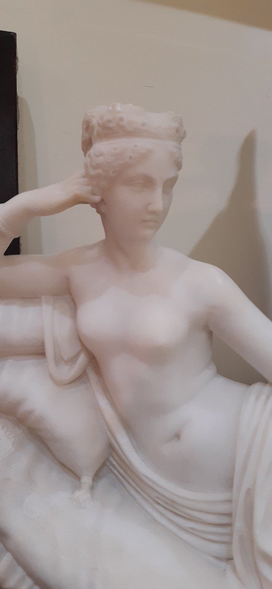 Marble "paolina Borghese", 19th Century-photo-2