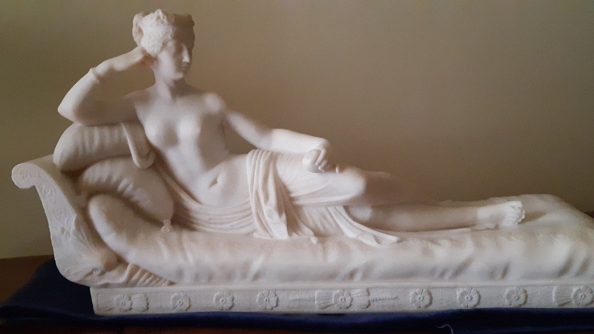 Marble "paolina Borghese", 19th Century-photo-3