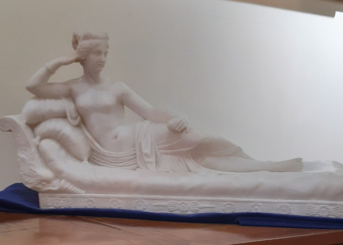 Marble "paolina Borghese", 19th Century-photo-5