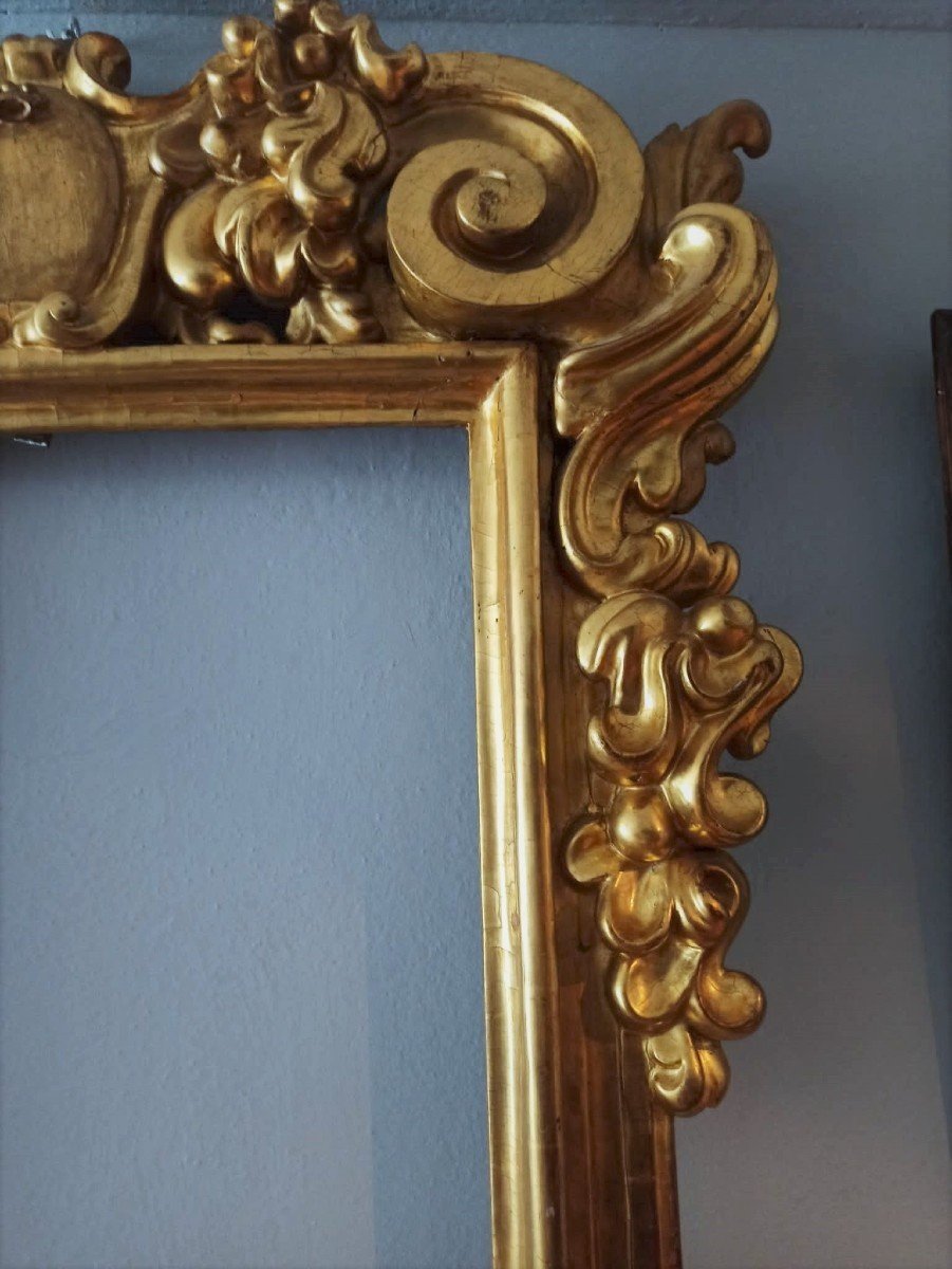 Old Golden Wood Mirror Frame Early 19th Century Italy-photo-4