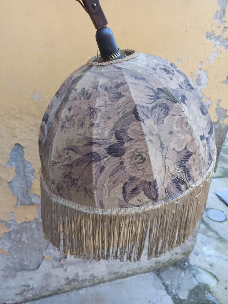 Lampadaire En Bois Avec Abat-jour En Tissu, Début Des Années 1900-photo-3