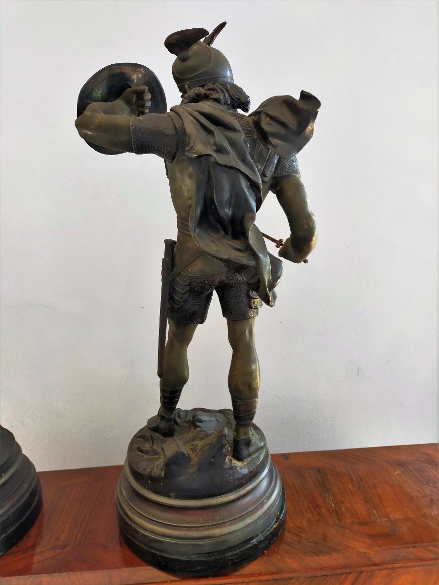 Paire De Sculptures En Métal - Detrier "guerriers".-photo-4