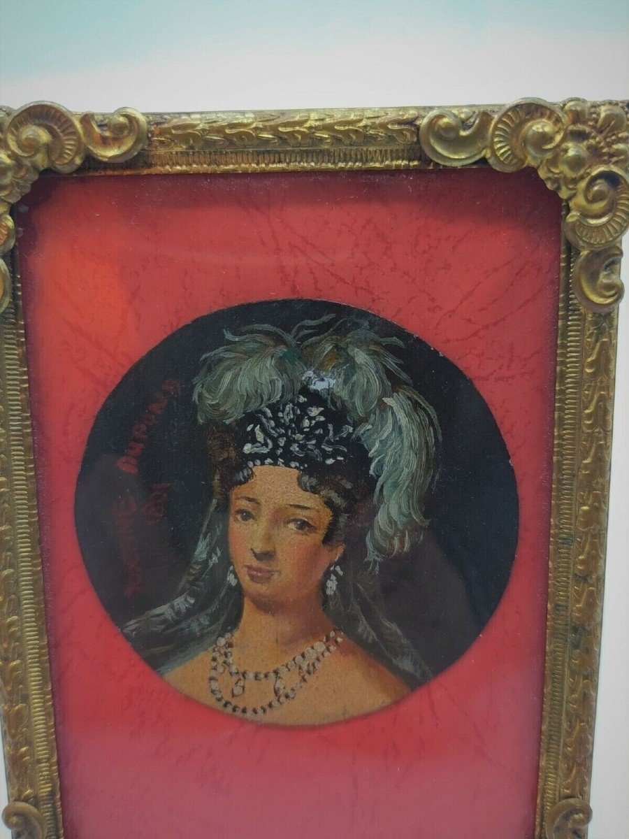 Ancient Miniature Painting On Copper Maria Theresa Of Bourbon Signed Dupond 1801-photo-3