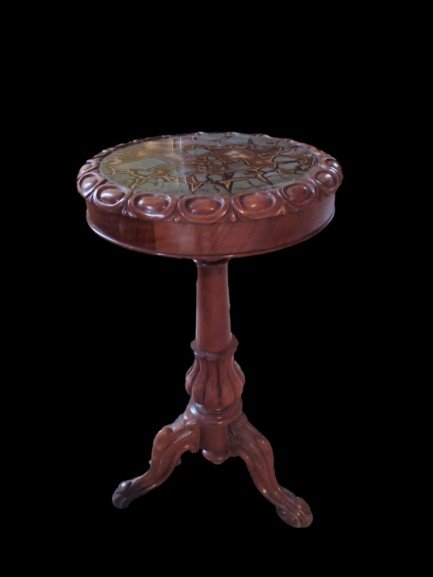 Table Basse Ancienne Louis Philippe Du Milieu Du 19ème Siècle En Merisier Onyx-photo-2