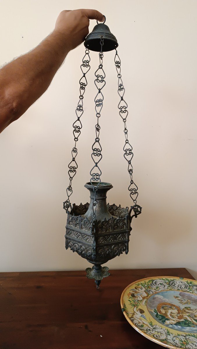 Lampe Votive Néo-gothique Du 19ème Siècle-photo-4