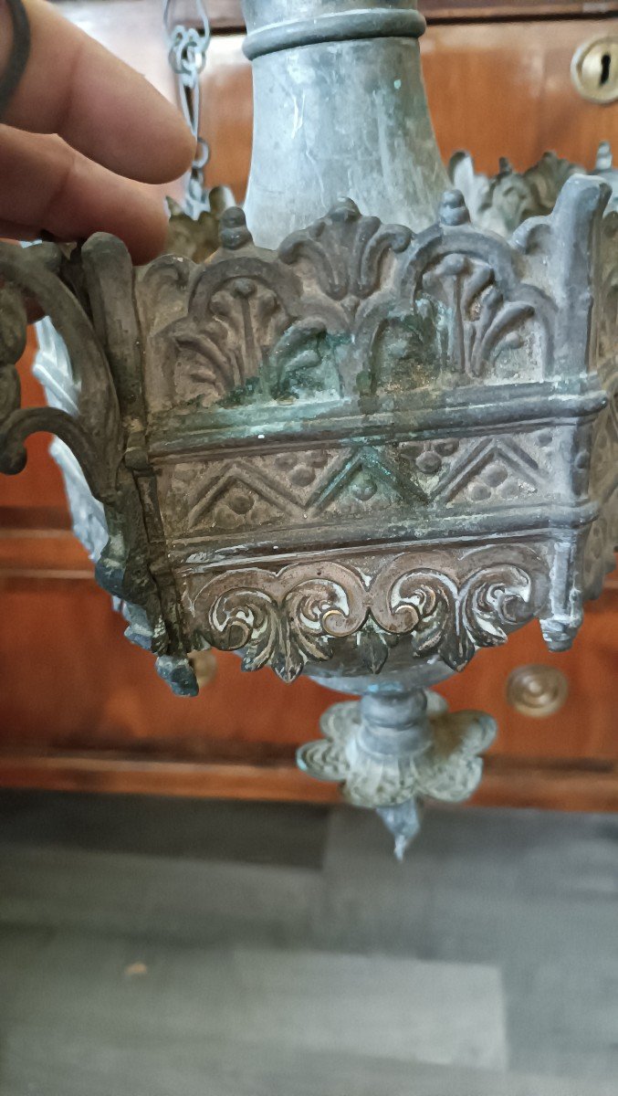 Lampe Votive Néo-gothique Du 19ème Siècle-photo-2