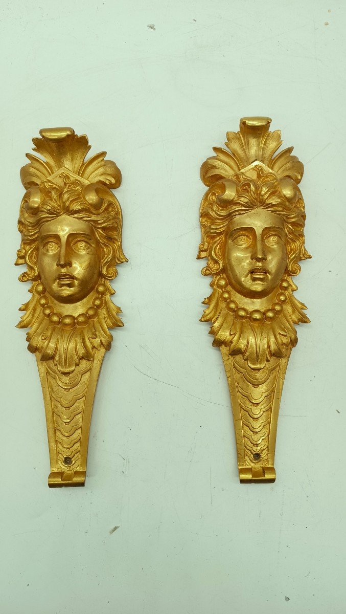 Paire De Cariatides En Bronze Doré Au Mercure 27cm X 10-photo-2