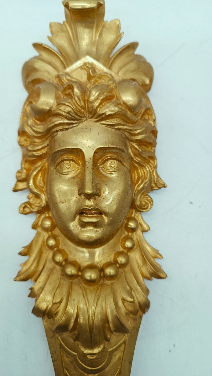 Paire De Cariatides En Bronze Doré Au Mercure 27cm X 10-photo-1