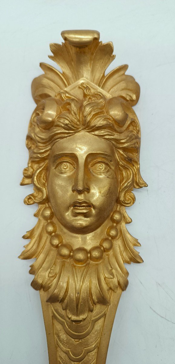 Paire De Cariatides En Bronze Doré Au Mercure 27cm X 10-photo-2