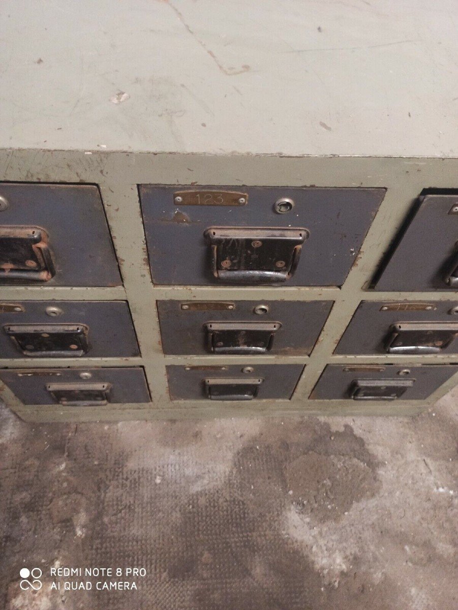 Antique Industrial Iron Chest Of Drawers, Vintage 1950s-photo-2