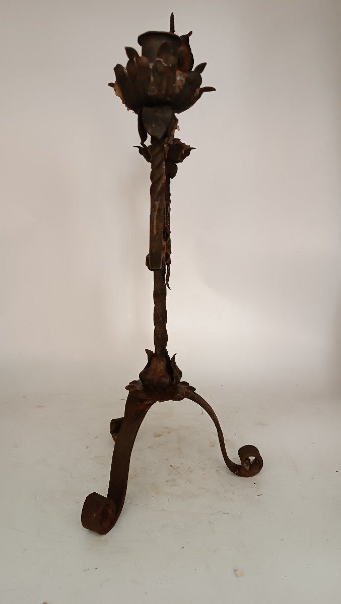 Antique Wrought Iron Candlestick-photo-4